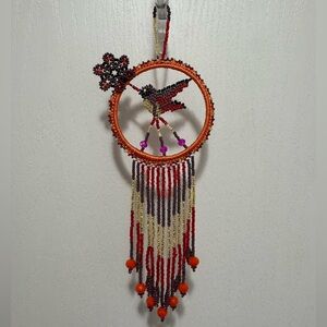 Huichol Beaded Hummingbird Dreamcatcher